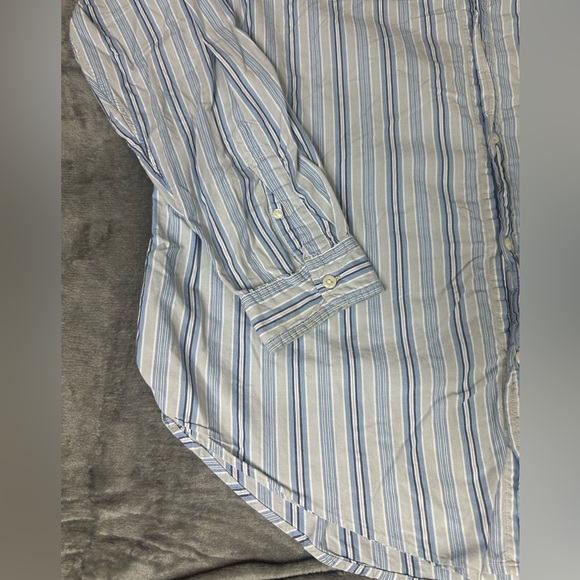 VTG Ralph Lauren Jeans Co Striped Button Up Shirt Mens L Blue Gray 100% Cotton - Picture 4 of 14